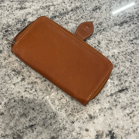 Embroidered Floral Brown leather Wallet - Picture 2 of 5